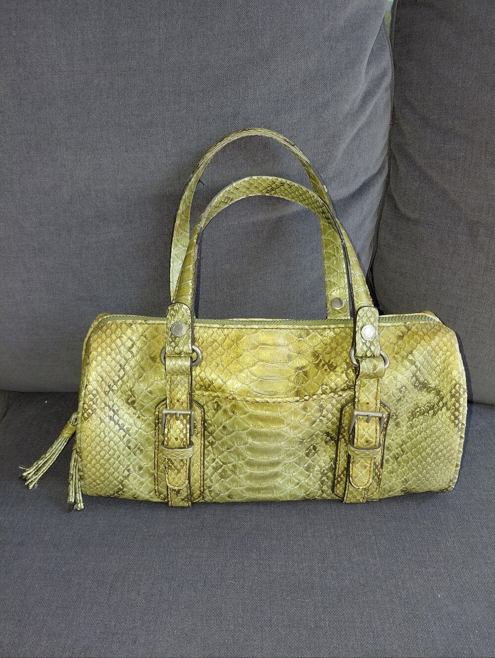 Liz Claiborne Olive Green Faux Snakeskin Shoulder Bag